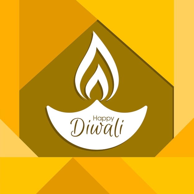 Feliz tarjeta de felicitación de Diwali con intrincada caligrafía y lámpara de Diwali