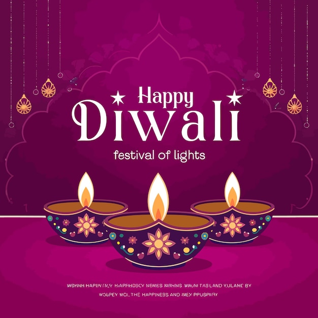 Feliz tarjeta de felicitación de Diwali y póster