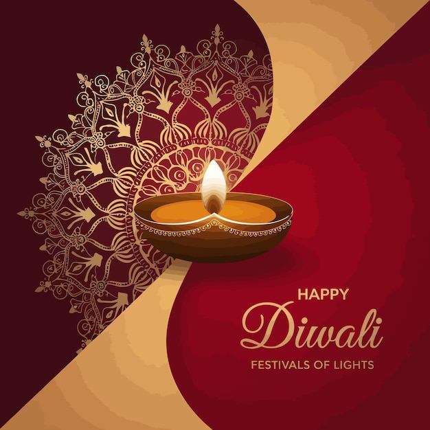 Feliz tarjeta de felicitación de Diwali y póster