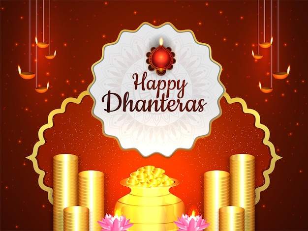 Feliz tarjeta de felicitación del festival indio de dhanteras