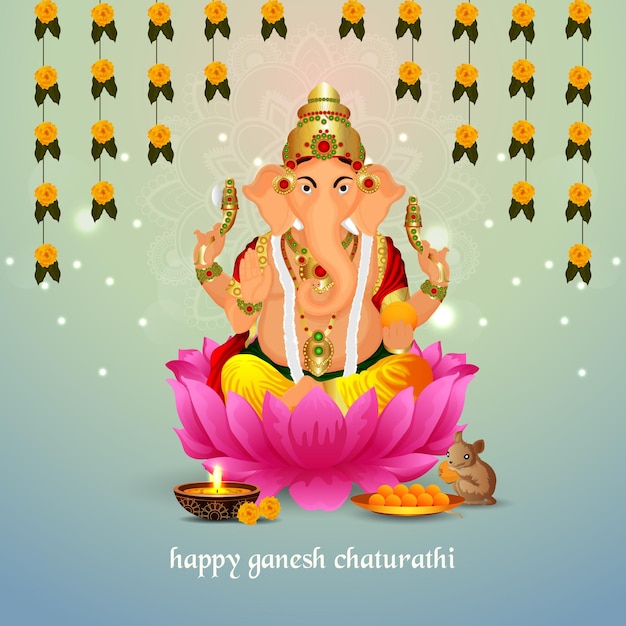 Feliz tarjeta de felicitación del festival indio de ganesh chaturthi