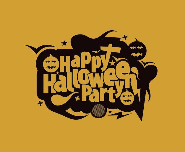 Feliz tarjeta de felicitación de fiesta de Halloween Caligrafía - pancarta o póster de Halloween.