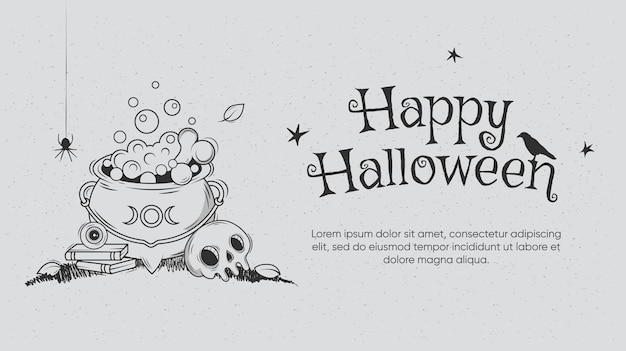 Feliz tarjeta de felicitación de halloween con murciélago de dibujos animados lindo ilustración de vector dibujado a mano