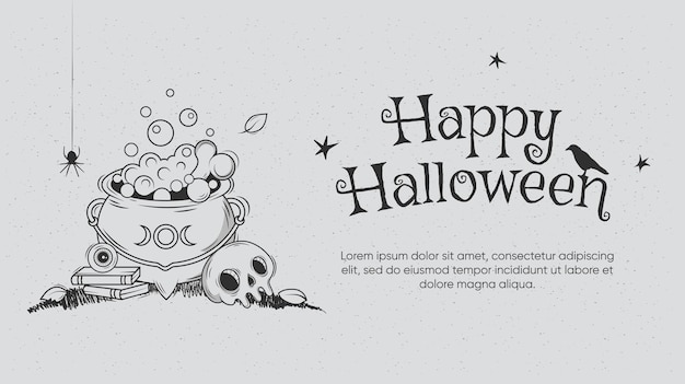 Feliz tarjeta de felicitación de Halloween con murciélago de dibujos animados lindo Ilustración de vector dibujado a mano