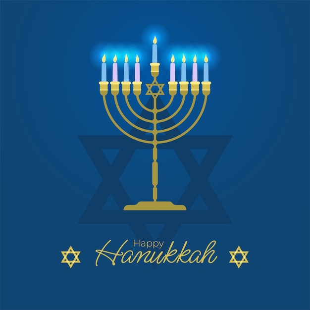 Feliz tarjeta de felicitación de Hanukkah con menorah