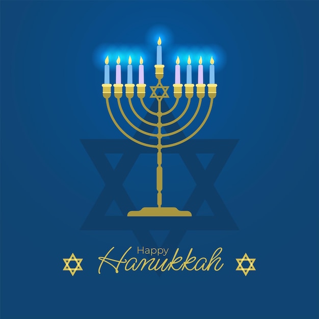 Feliz tarjeta de felicitación de hanukkah con menorah