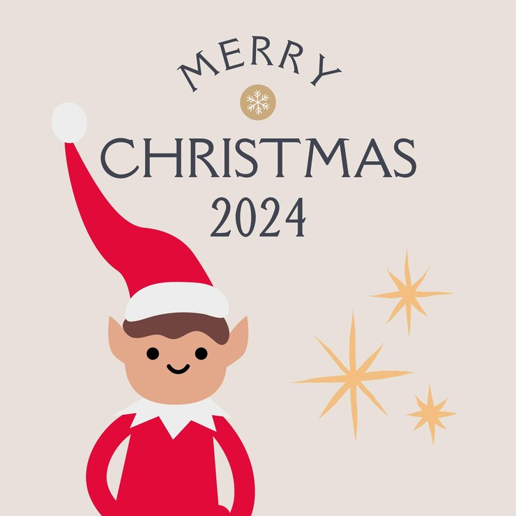 Feliz tarjeta de felicitación de Navidad con diseño festivo
