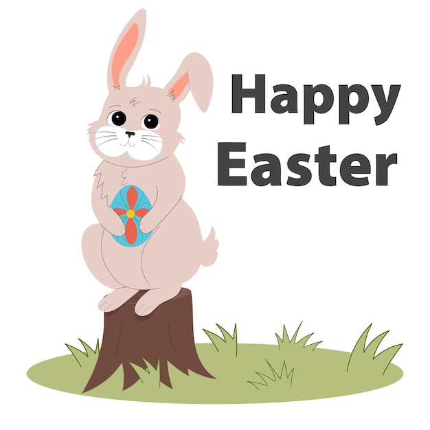 Feliz tarjeta de felicitación de Pascua con conejo