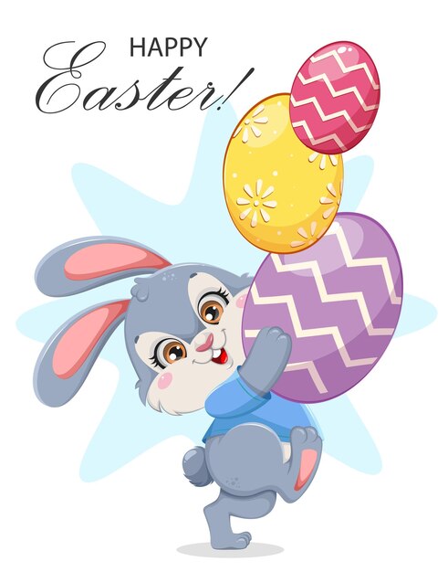 Feliz tarjeta de felicitación de Pascua de conejo