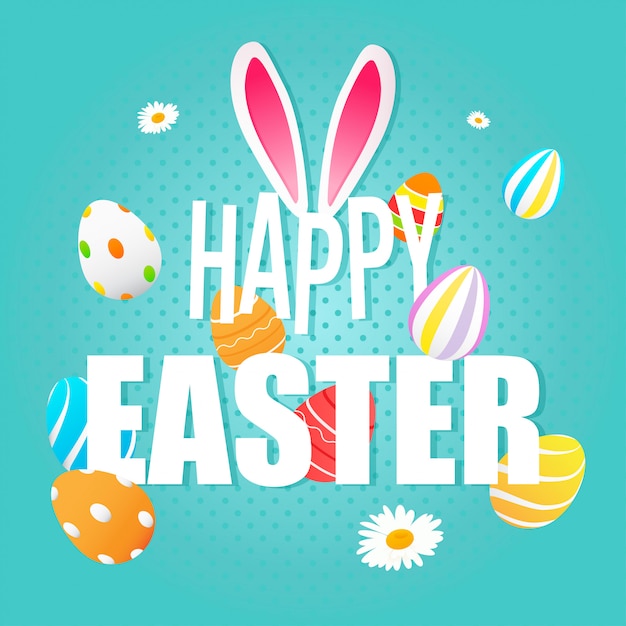 Feliz tarjeta de felicitación de Pascua Ilustración vectorial