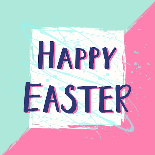 Feliz tarjeta de felicitación de Pascua con letras dibujadas a mano, ilustración vectorial de diseño, símbolo de vacaciones.