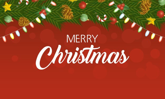 feliz tarjeta de feliz navidad con colores de luces colgando.