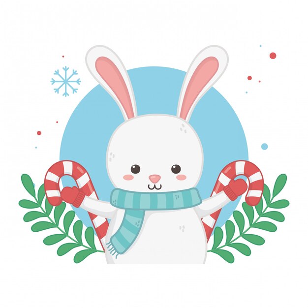 Feliz tarjeta de feliz navidad con personaje de conejo