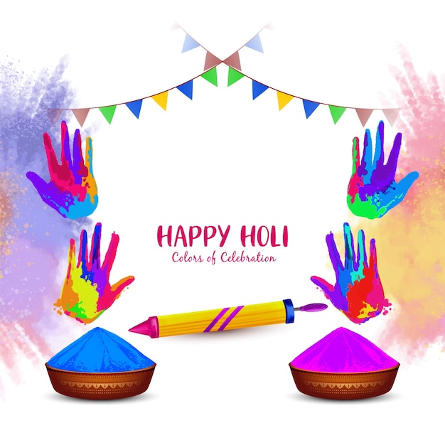 Feliz tarjeta del festival indio de Holi con salpicaduras de color