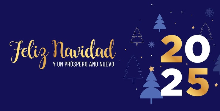 Vector feliz tarjeta de navidad azul y dorado estilo minimalista