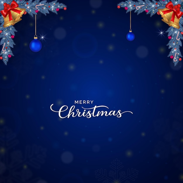 Feliz tarjeta de Navidad con fondo azul y regalos
