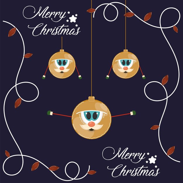 Feliz tarjeta de Navidad Vector de bola decorativa de Navidad