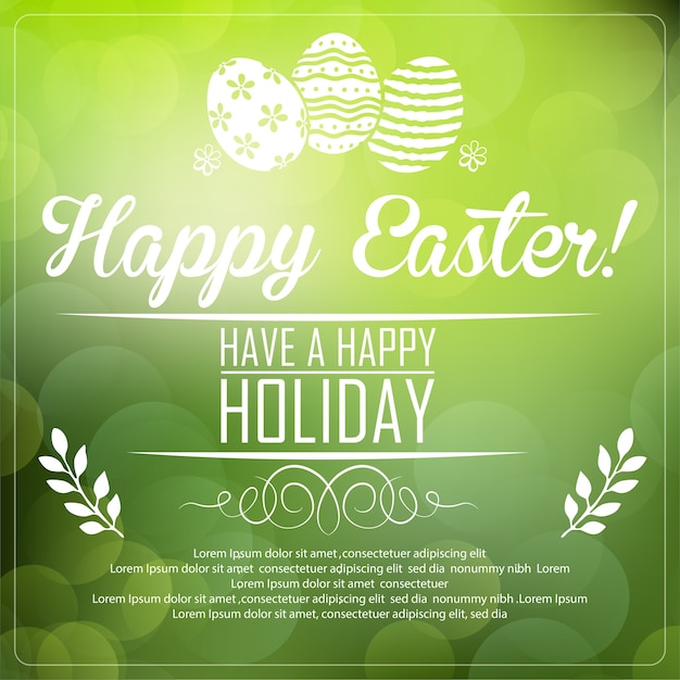 Feliz tarjeta de Pascua con fondo verde