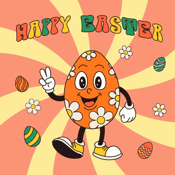 Vector feliz tarjeta de pascua con huevo cremoso