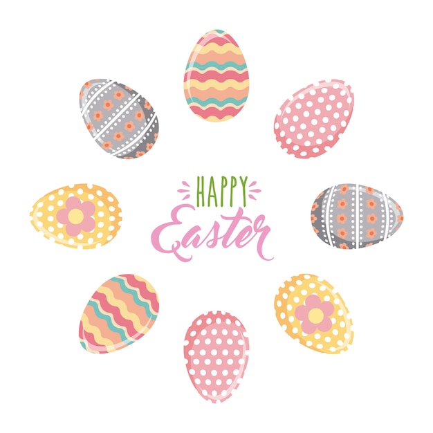 Feliz tarjeta de Pascua con huevos lindos