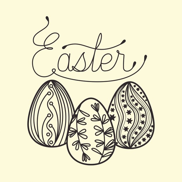 Feliz tarjeta de pascua con huevos pintados
