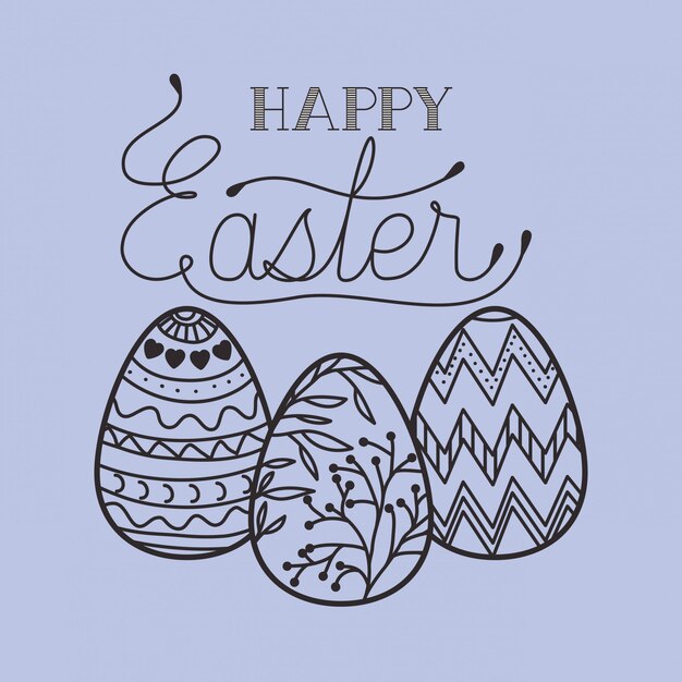 Feliz tarjeta de pascua con huevos pintados