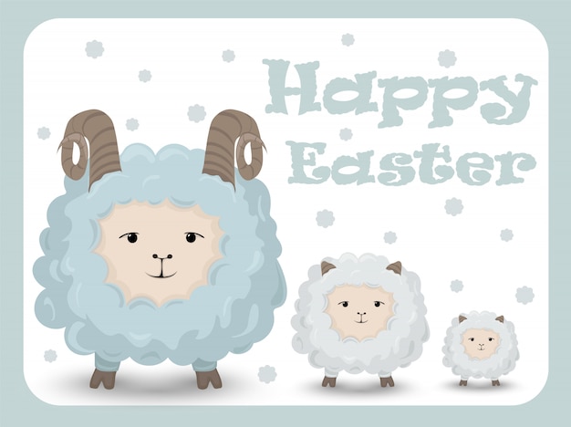 Feliz tarjeta de Pascua con ovejas