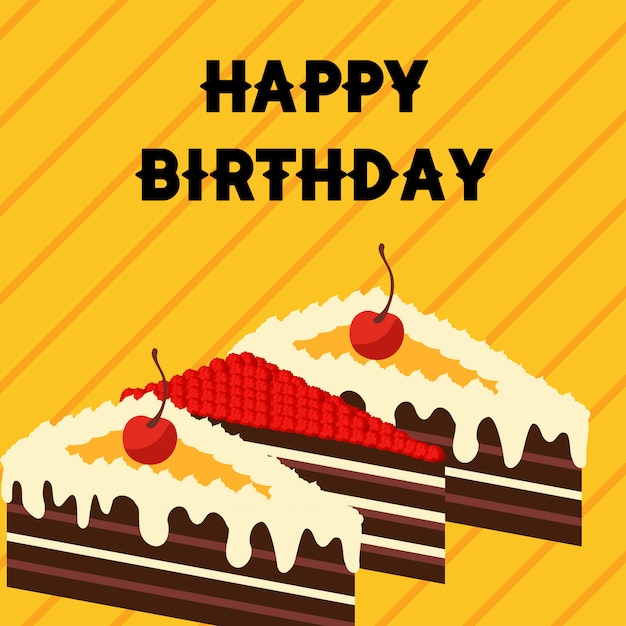 Feliz tarjeta tipográfica de Burthday con vector de fondo claro