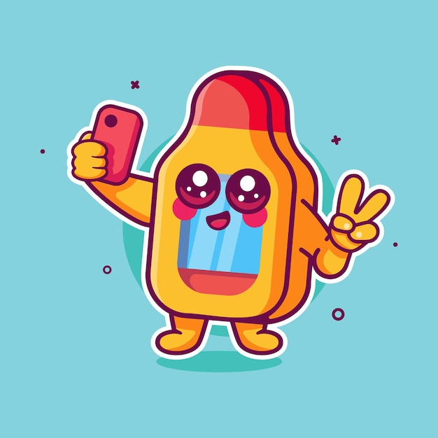 feliz termómetro personaje mascota tomando una selfie con un teléfono inteligente dibujos animados aislados