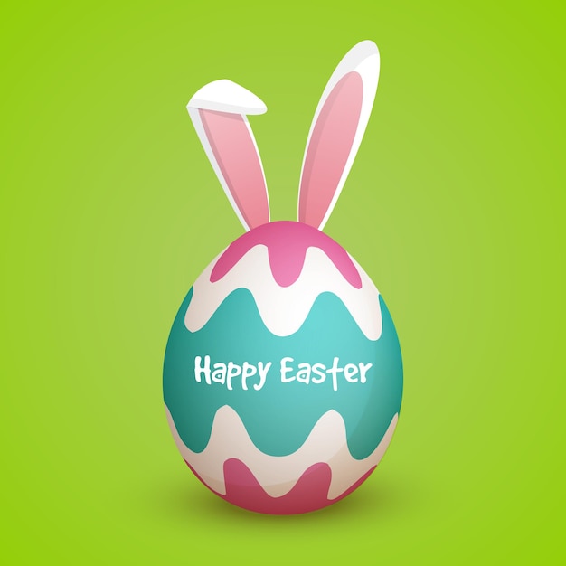 Feliz texto de Pascua sobre la ilustración del conejo en forma de huevo