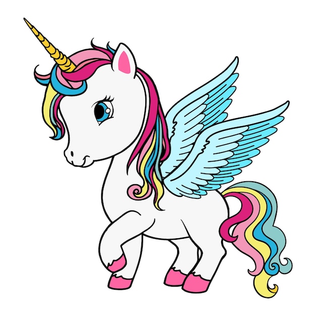 Feliz, unicornio, vector, ilustración