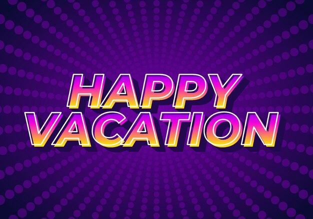 Feliz vacaciones efecto de texto en color llamativo con estilo 3D