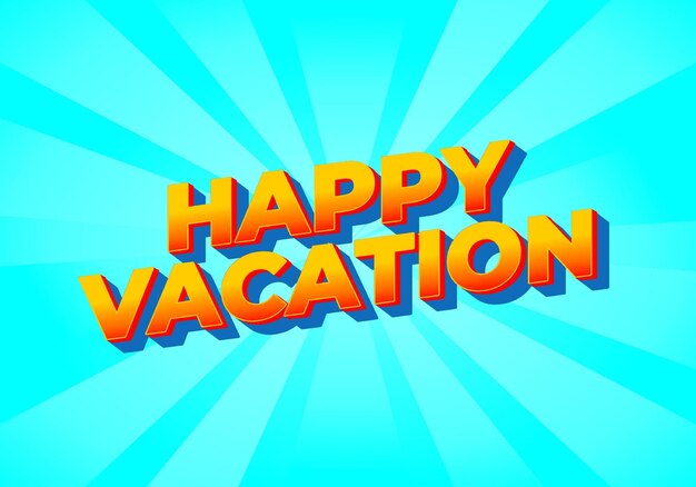 Feliz vacaciones efecto de texto en color llamativo con estilo 3D
