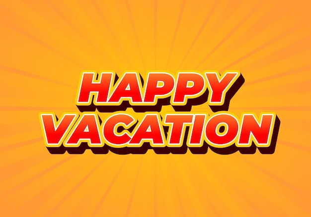 Feliz vacaciones efecto de texto en color llamativo con estilo 3D