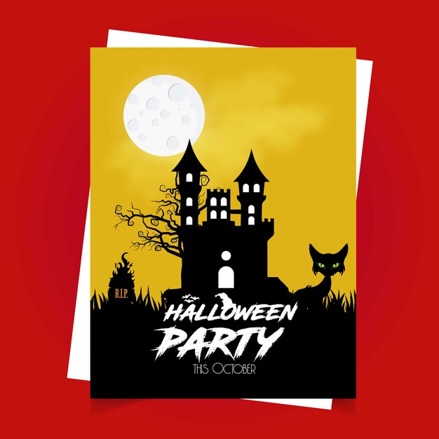 Feliz vector de diseño de tipografía de fiesta de Halloween
