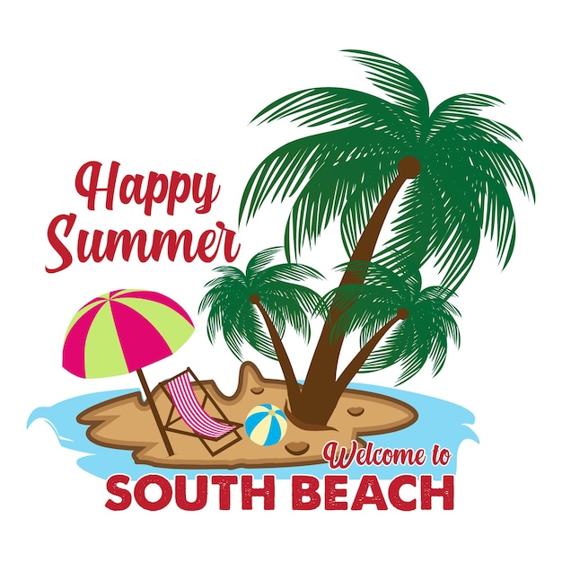 Feliz verano Bienvenido al diseño de camiseta de South Beach