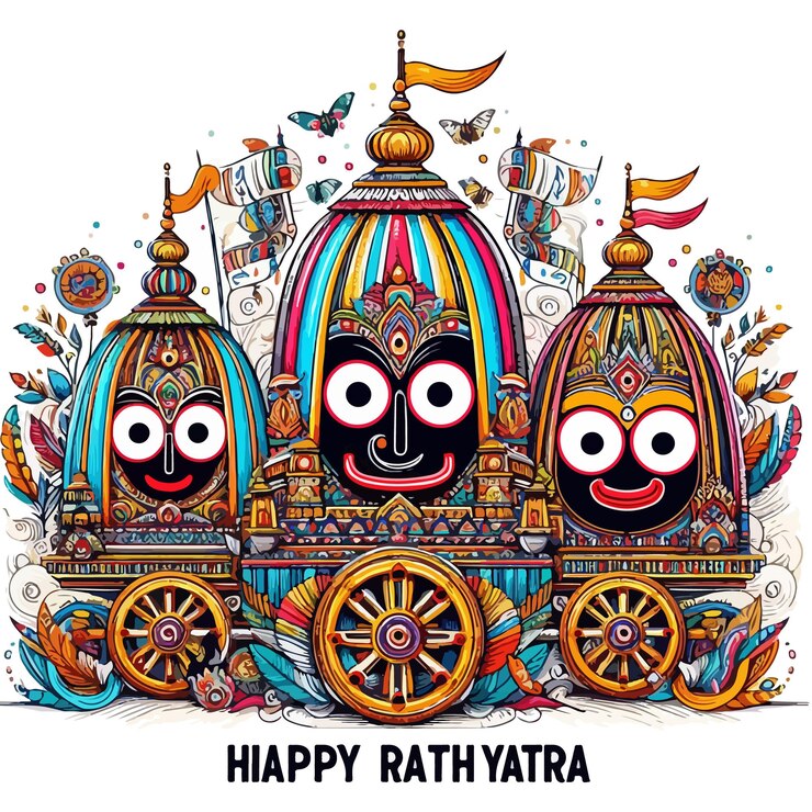 Feliz Yatra del Señor Jagannath Bala Bhadra y el diseño de Subhadra de la ilustración vectorial