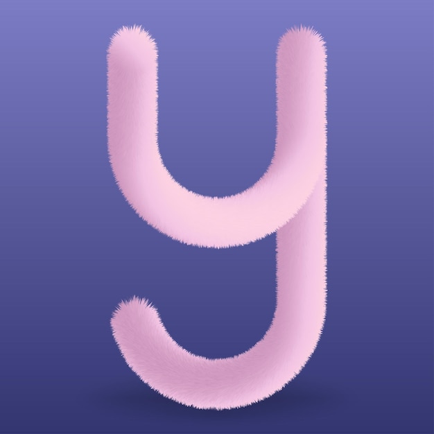 Felpa y esponjosa letra rosa Y aislado lindo suave y realista fino detallado vector de alta calidad
