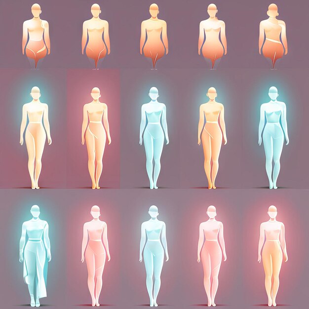 Vector female and female body set