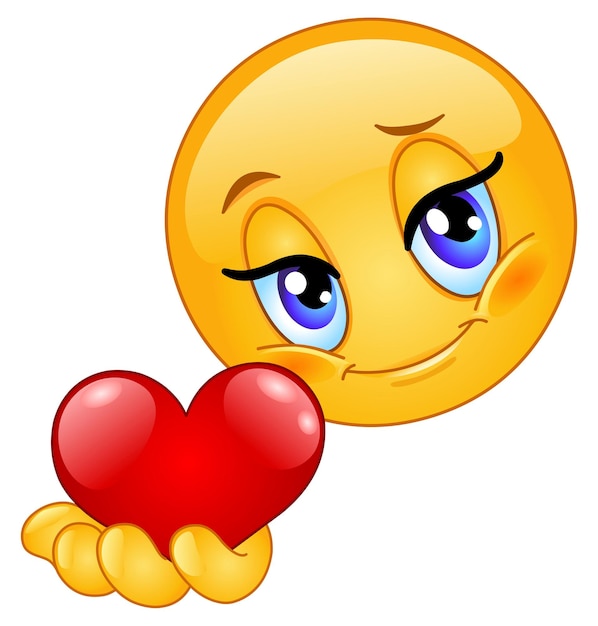 Female Emoji Emoticon Holding out and Giving a Red Heart