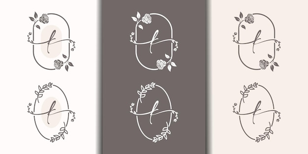 feminime letra k con plantilla de logotipo de marco floral