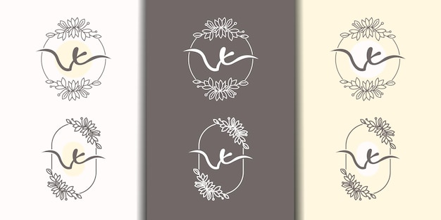 Vector feminime letra x con plantilla de logotipo florl frame