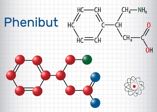 El fenibuto es un depresor del sistema nervioso central de fórmula química y modelo molecular