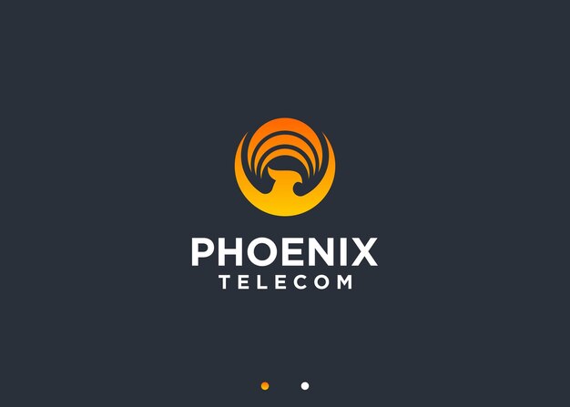 Fénix con diseño de logotipo de señal ilustración de silueta vectorial