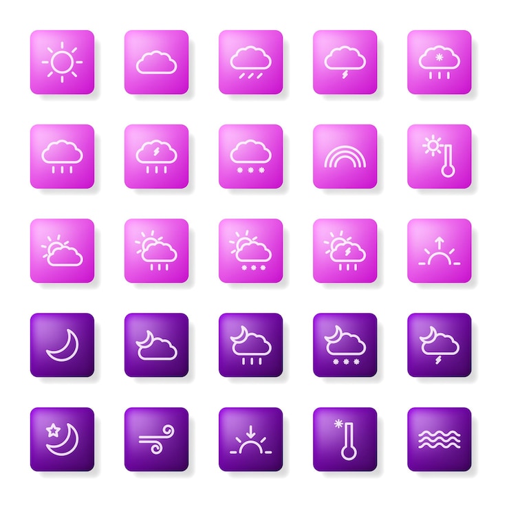 Vector fenómenos meteorológicos. iconos de moda para la interfaz de usuario y la aplicación.