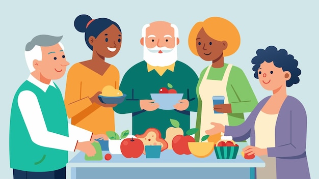 Vector una feria de nutrición comunitaria ofrece a los ancianos la oportunidad de probar comidas saludables y asequibles