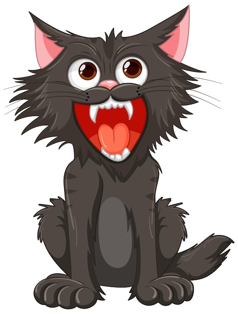 Vector feroz gato negro de dibujos animados