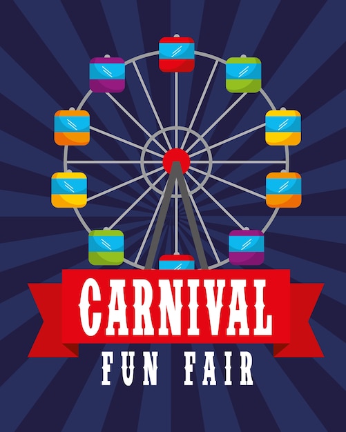 ferris wheel retro poster feria de carnaval
