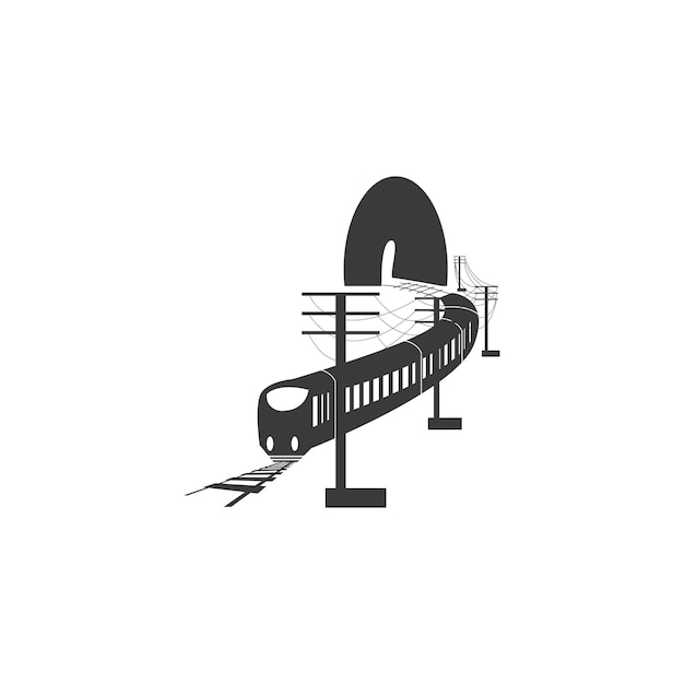 Ferrocarril con plantilla de diseño de vector de icono de logotipo de túnel