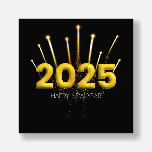 Festa de celebración del año nuevo 2025 publicación de Instagram o volante cuadrado o plantilla de texto 3D de póster